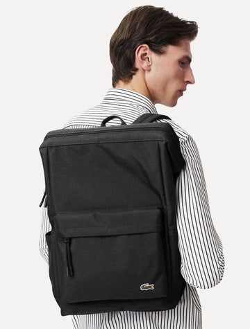 Mochila Cuadrada de Lona Reciclada Lacoste – Negro